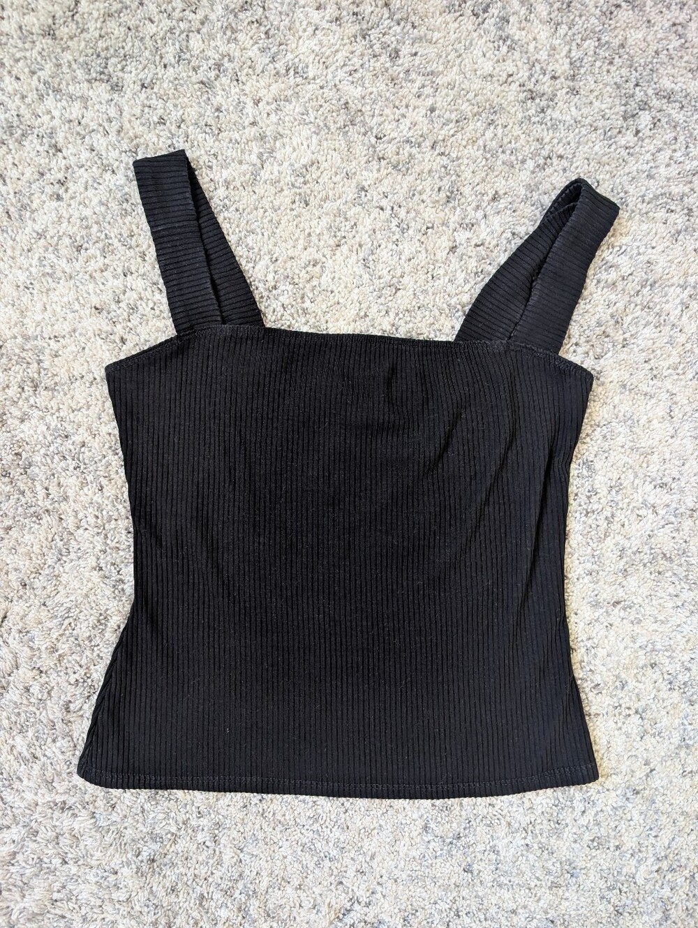 Reformation Black Ribbed Square Neck Tank